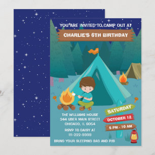 Invitation Nuit Camping Anniversaire Fête des cheveux Brown G