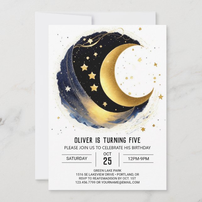 Invitation Nuit Cute Starlit Anniversaire (Devant)