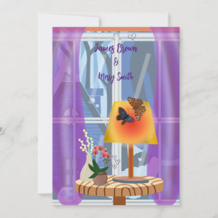 Invitation Nuit d'amour papillon et Mariage Lampe légère