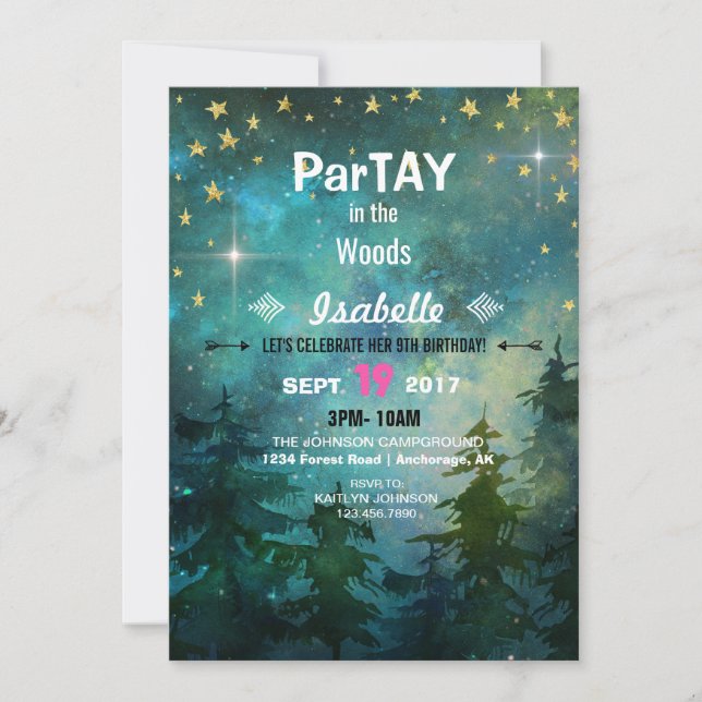 Invitation Nuit de camping Forêt sauvage (Devant)
