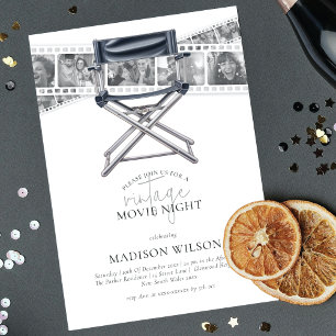Invitation Nuit de cinéma vintage noir et blanc pour l'annive