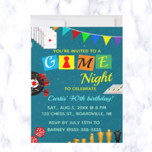 Invitation Nuit de jeu modifiable Anniversaire