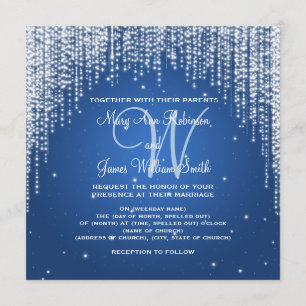 Invitation Nuit de mariage élégante Bleu foncé