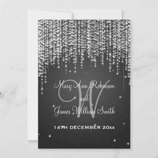 Invitation Nuit de mariage élégante et noire (Devant)