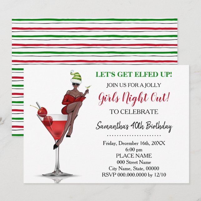 Invitation Nuit de Noël d'anniversaire Sortons nous lasser (Devant / Derrière)