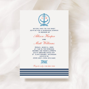 Invitation Nuit de répétition de mariage bleu marine rouge na