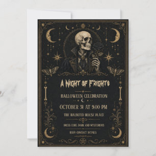 Invitation Nuit d'effrois Fête gothique de l'Halloween avec s