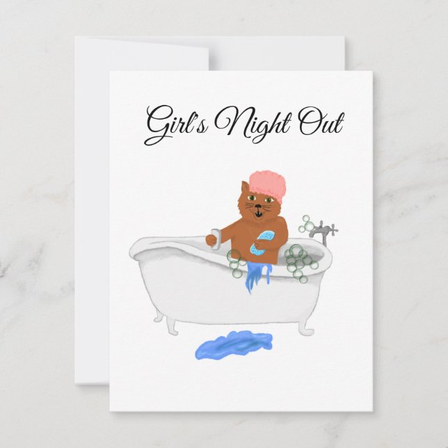 Invitation Nuit des filles, chats dans la baignoire (Devant)