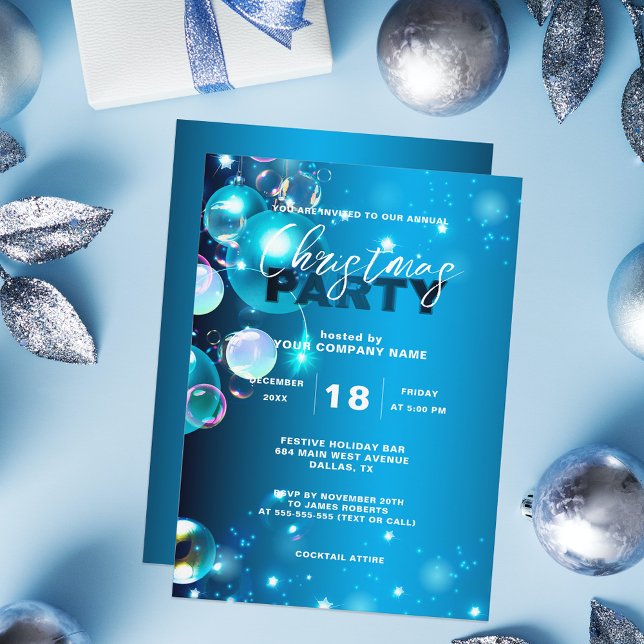 Invitation Nuit d'hiver bleu paisible Noël d'entreprise (Créateur téléchargé)