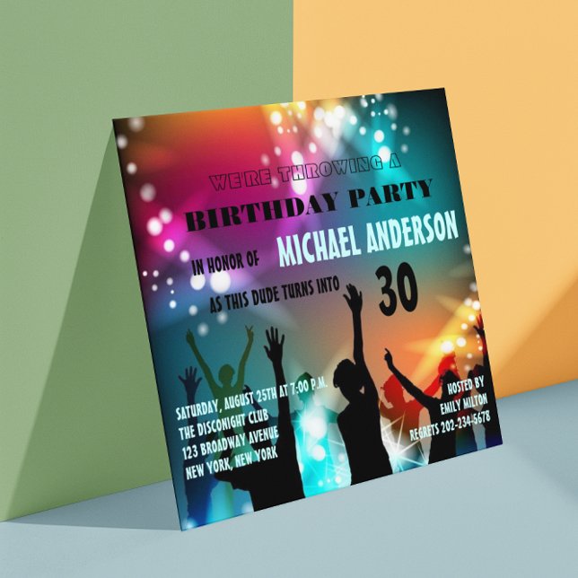 Invitation Nuit disco glamour Anniversaire/Enterrement de vie (Créateur téléchargé)