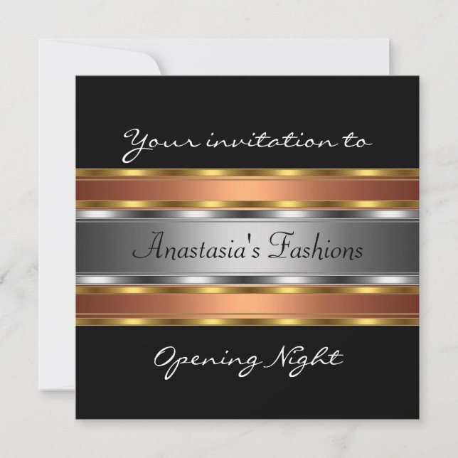 Invitation Nuit d'ouverture Noir Or Cuivre Argent (Devant)