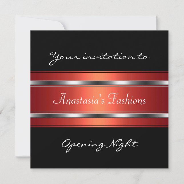 Invitation Nuit d'ouverture Noir Rouge Argent (Devant)