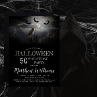 Nuit Eerie Owl Bats Halloween 50e fête d'anniversa