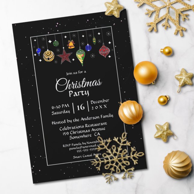 Invitation Nuit étoile Noir Blanc Frontière Noël (Créateur téléchargé)