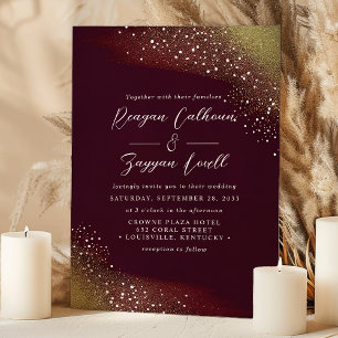 Invitation Nuit étoilée Deep Crimson Mariage rouge