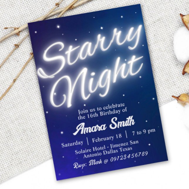 Invitation Nuit étoilée - Sous les étoiles (Starry Night - Stars Invitation)