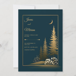 Invitation Nuit forestière dorée de mariage