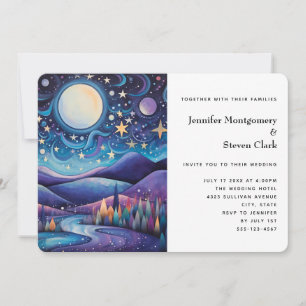 Invitation Nuit lunaire Big Moon Mariage paysage