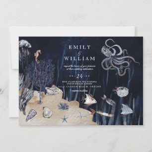 Invitation Nuit Moody Under the Sea Ocean Beach Mariage