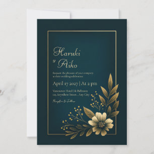 Invitation Nuit navale or botanique mariage