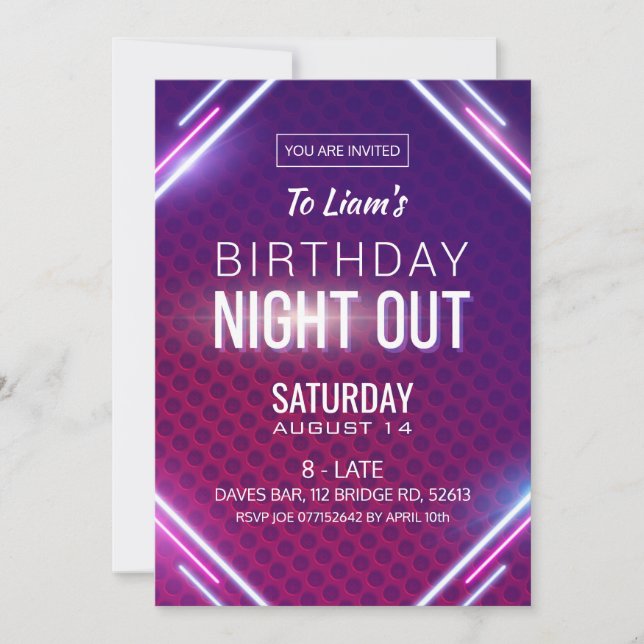 Invitation Nuit Nuit Nocturne Anniversaire (Devant)