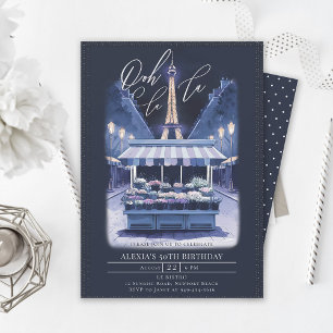 Invitation Nuit Paris Eiffel Aquarelle florale 50e anniversai