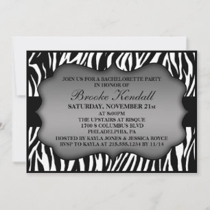 Invitation Nuit sauvage de glace Zebra Bachelorette Party