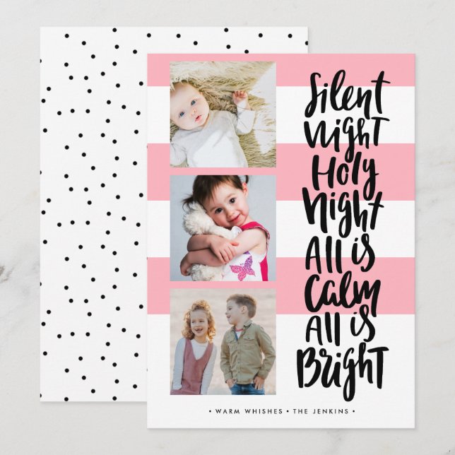 Invitation Nuit silencieuse trois jours fériés photo Noël | R (Devant / Derrière)