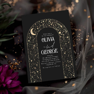 Invitation Nuit Sky Stars Celestial Romantique Black Mariage