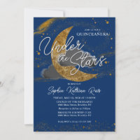 Nuit sous les étoiles Blue Gold Moon Quinceanera