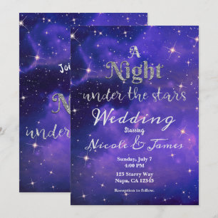 Invitation Nuit sous les étoiles Ciel étoilé violet Mariage