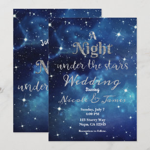 Invitation Nuit sous les étoiles Mariage ciel étoilé bleu Inv