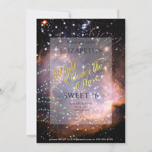 Invitation Nuit sous les étoiles Sweet 16 Purple OrangeGalaxy