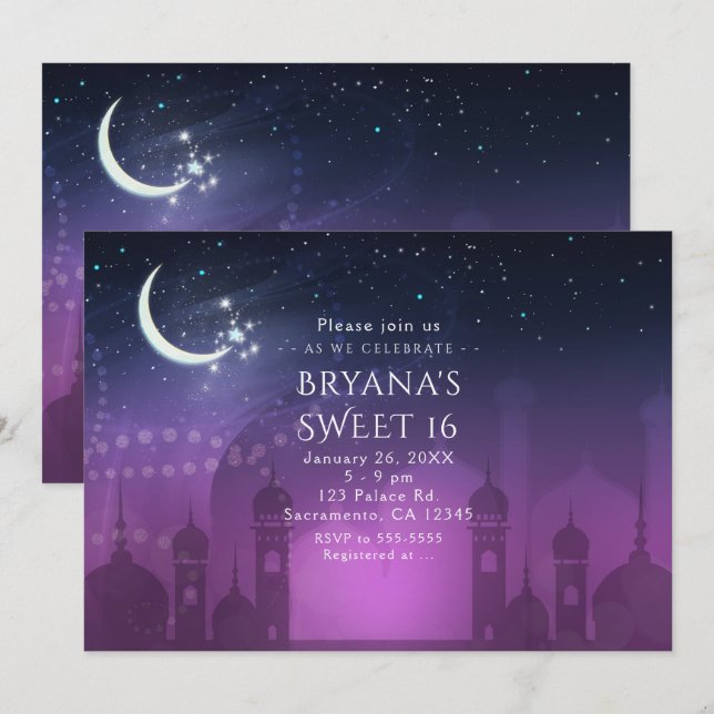 Invitation Nuits arabes Morocain Moolight Violet (Devant / Derrière)