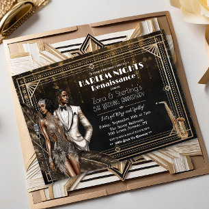 Invitation Nuits de Harlem Gatsby 1920 Afro-Américain 