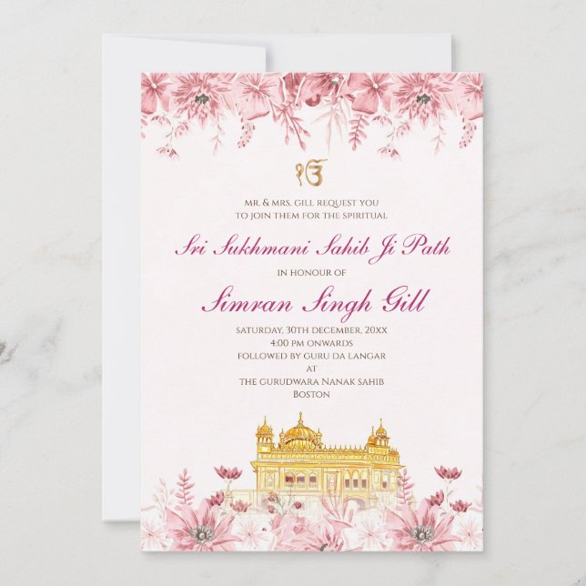 Invitation numérique au Sri Sukhmani Sahib path (Devant)