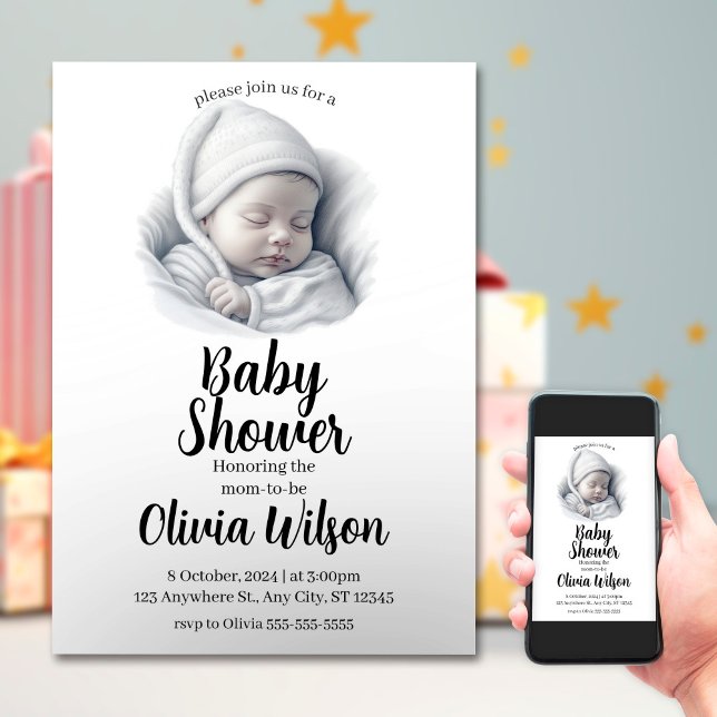 Invitation numérique Baby shower simple (Créateur téléchargé)