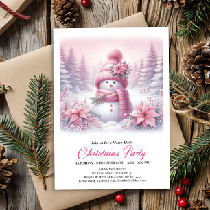 Invitation numérique de Noël Bonhomme de neige ros