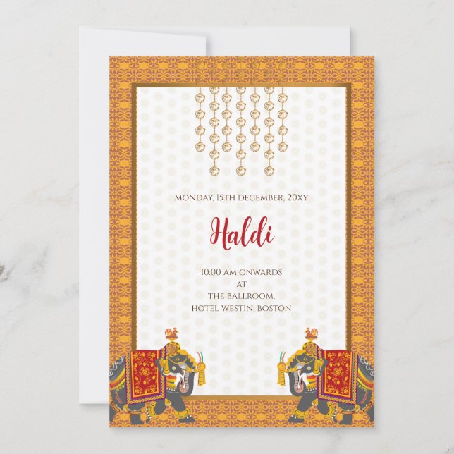 Invitation numérique Haldi et carte mariage indien (Devant)