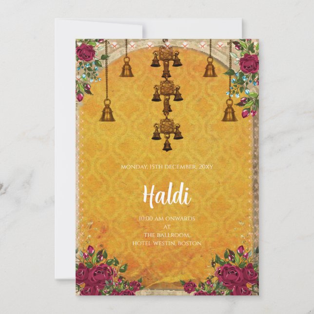 Invitation numérique Haldi et carte mariage indien (Devant)