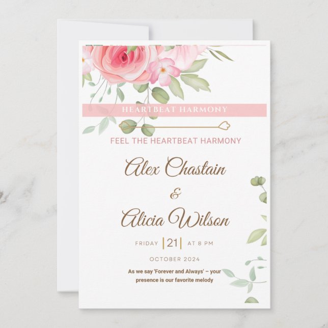 Invitation numérique Mariage d'harmonie HeartBeat (Devant)