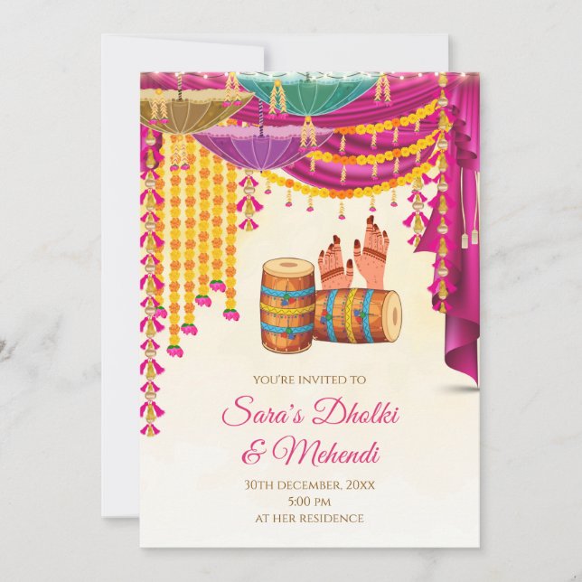 Invitation numérique Mehndi et invitation de nuit  (Devant)