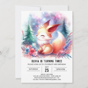 Invitation numérique minimaliste Cute Fox Annivers