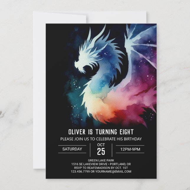 Invitation Numérique minimaliste Dragon Anniversaire (Devant)