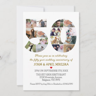 Invitation Numéro Cinquante Anniversaire du Mariage photo per