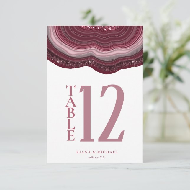 Invitation Numéro de la table de Parties scintillant du Géode (Debout devant)