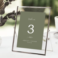 Numéro de la table verte foncée à feuilles minimal
