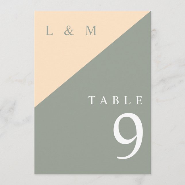Invitation Numéro De Tableau Du Mariage De Monogramme Verte E (Devant)