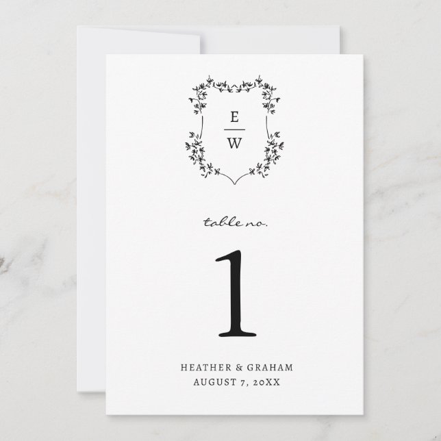 Invitation Numéro de tableau Monogramme (Devant)