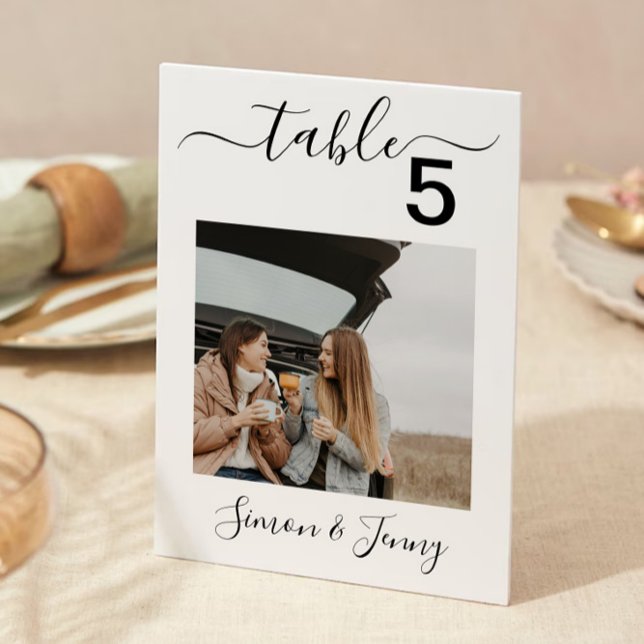 Invitation Numéro de tableau photo Signal Mariage 5x7 (Photo Table Numbers Wedding Sign 5x7)